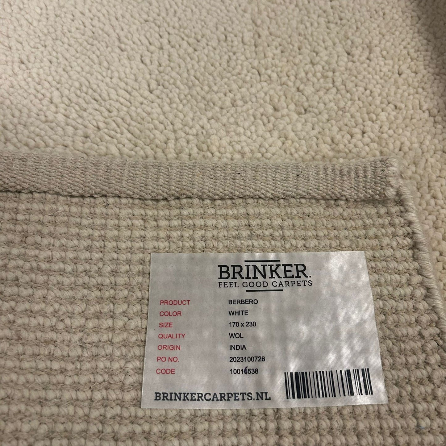 Brinker Berbero White Vloerkleed - 170x230cm