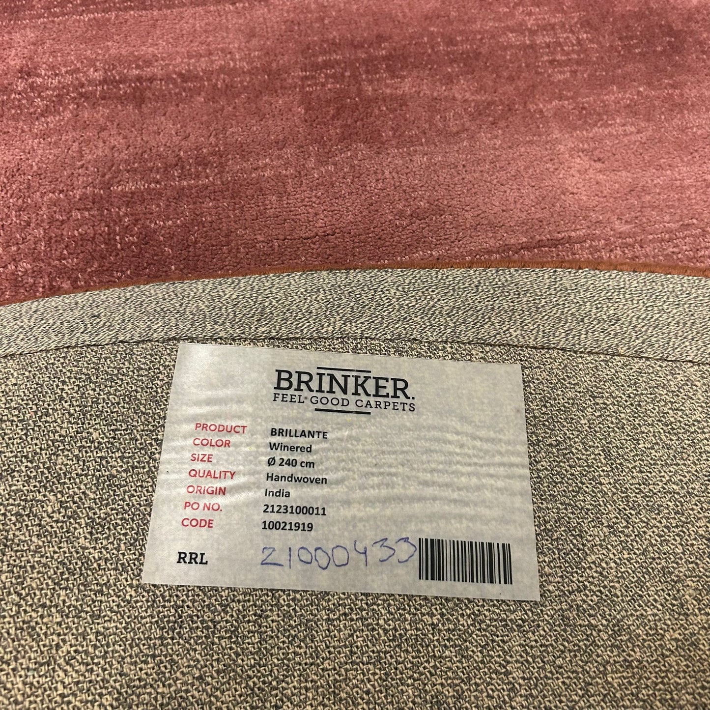 Brinker Brillante Wine Red - 240x240cm