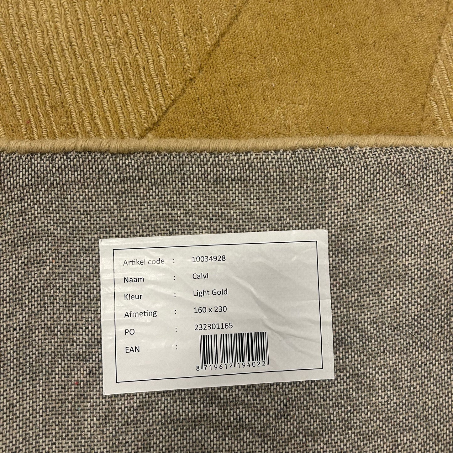 Brinker Calvi Light Gold Vloerkleed - 160x230cm