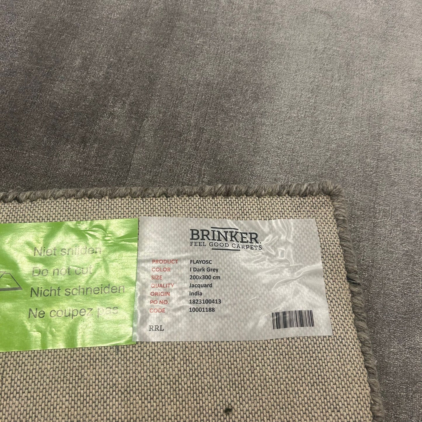 Brinker Flayosc Dark Grey Vloerkleed - 200x300cm