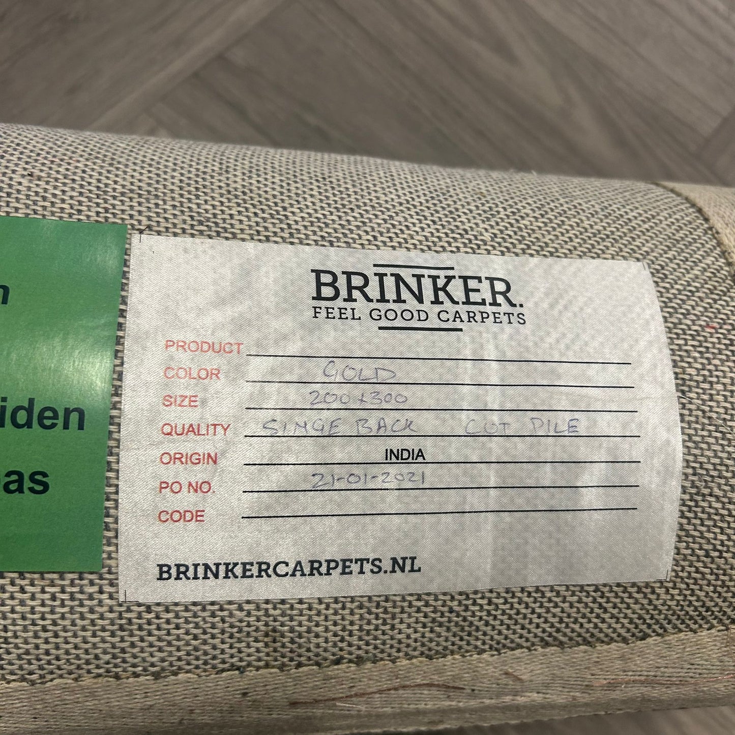 Brinker Single Back Cut Pile Gold Vloerkleed - 200x300cm
