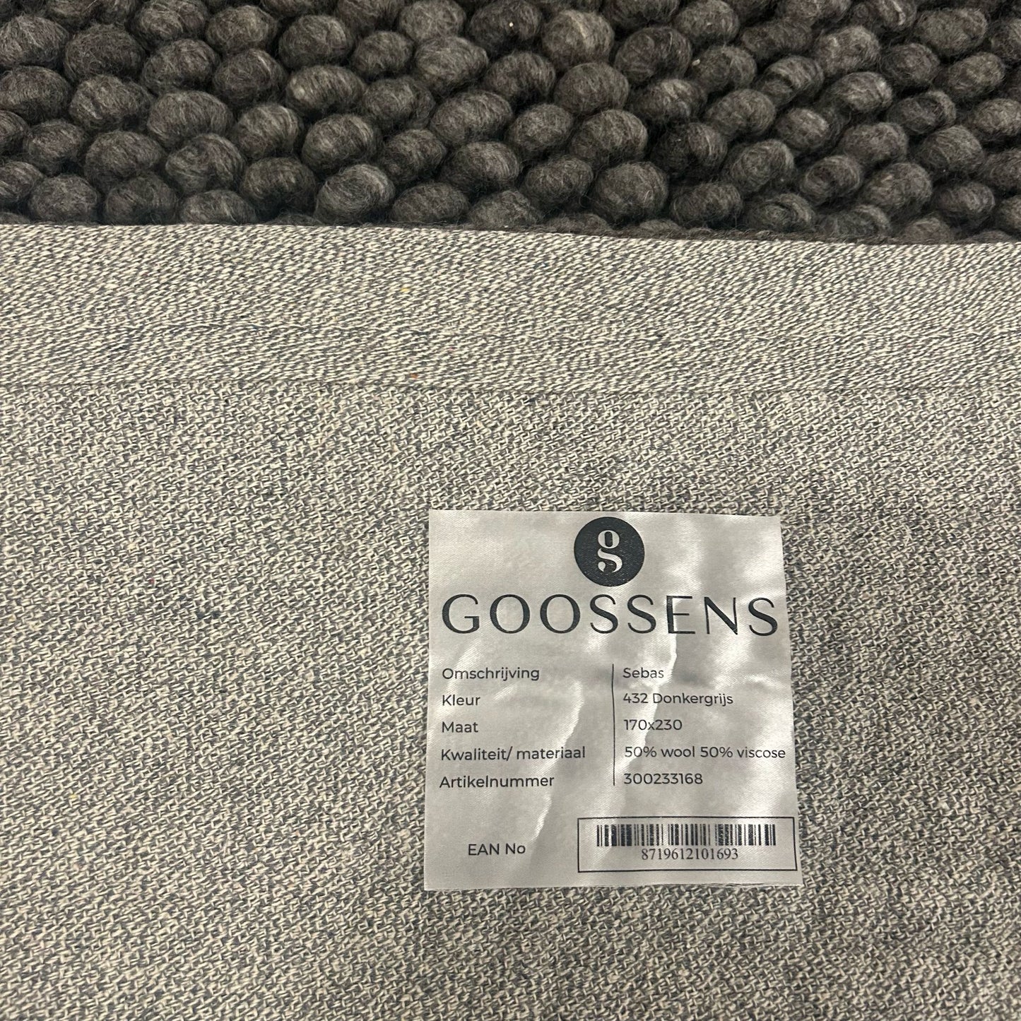 Brinker Goossens Sebas Donkergrijs Vloerkleed - 170x230cm