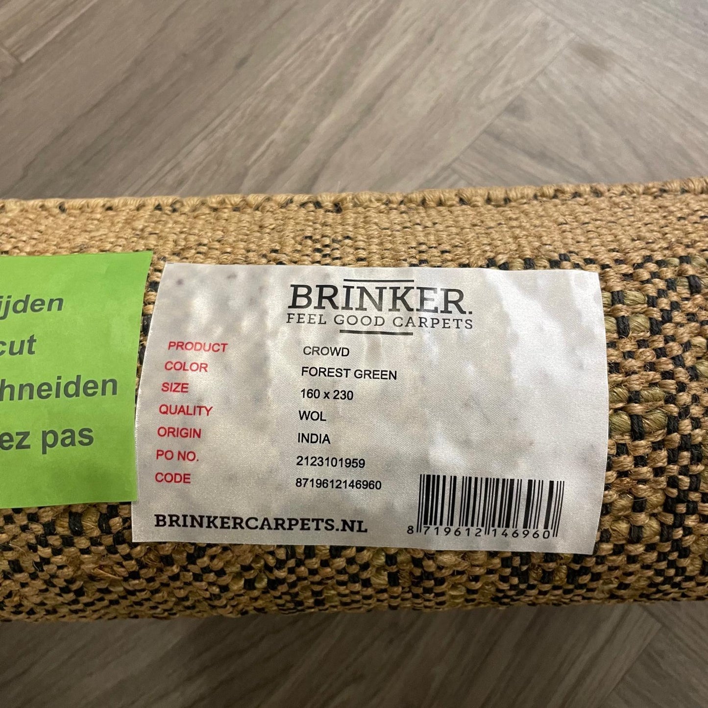 Brinker Carpets Jute Crowd Forest Green Vloerkleed - 160x230cm