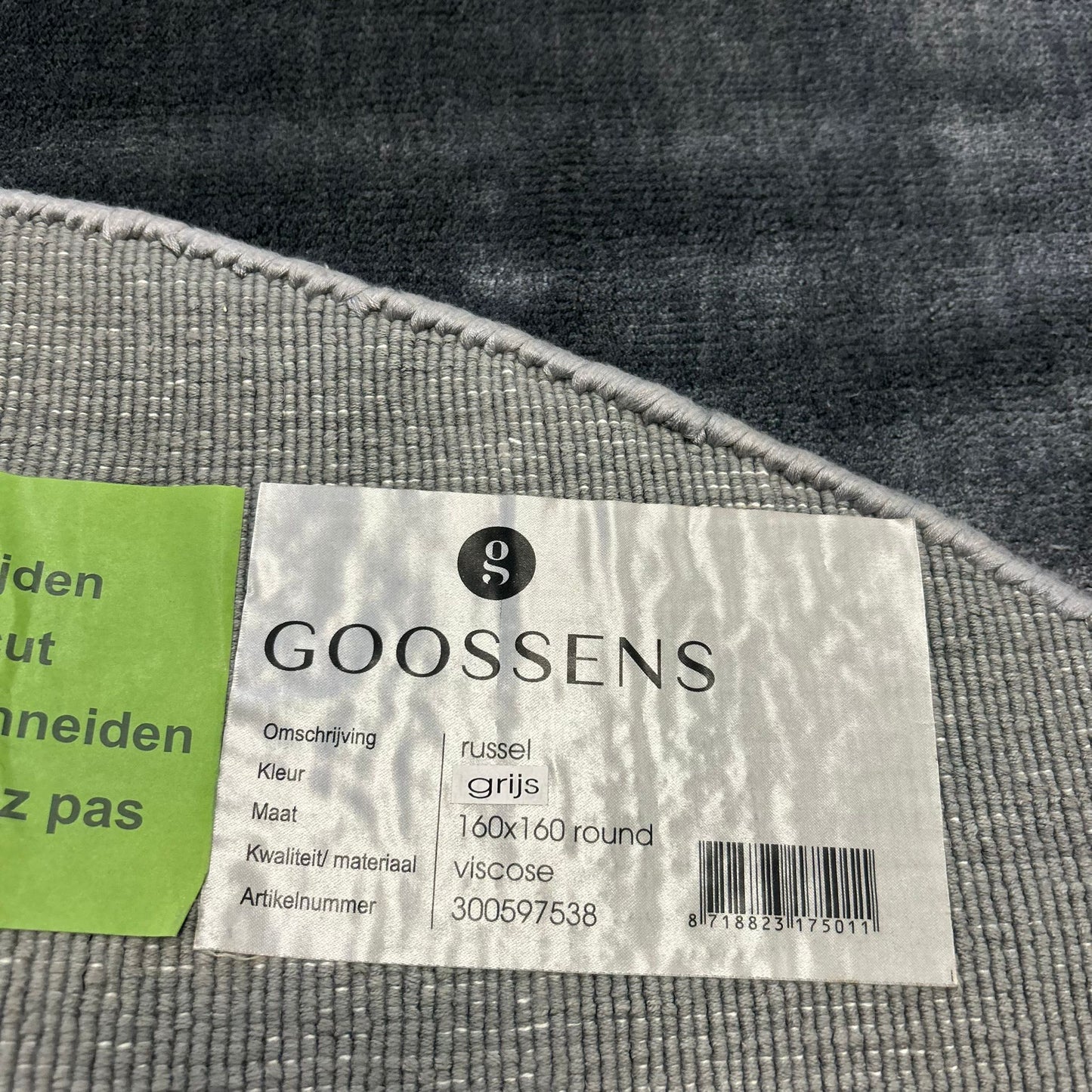 Brinker Goossens Russel Grijs Vloerkleed - 160x160cm