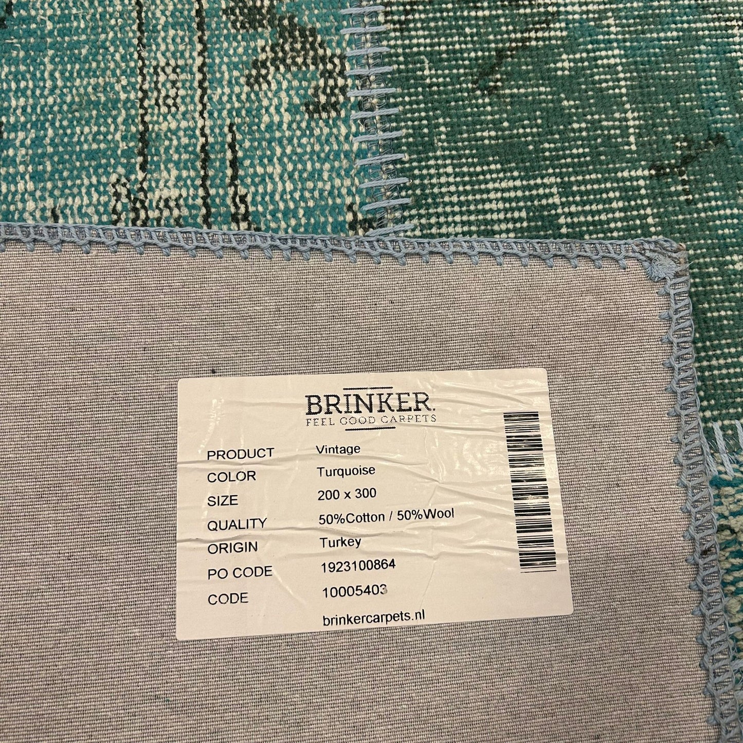 Brinker Vintage  Turquoise Vloerkleed - 200x300cm