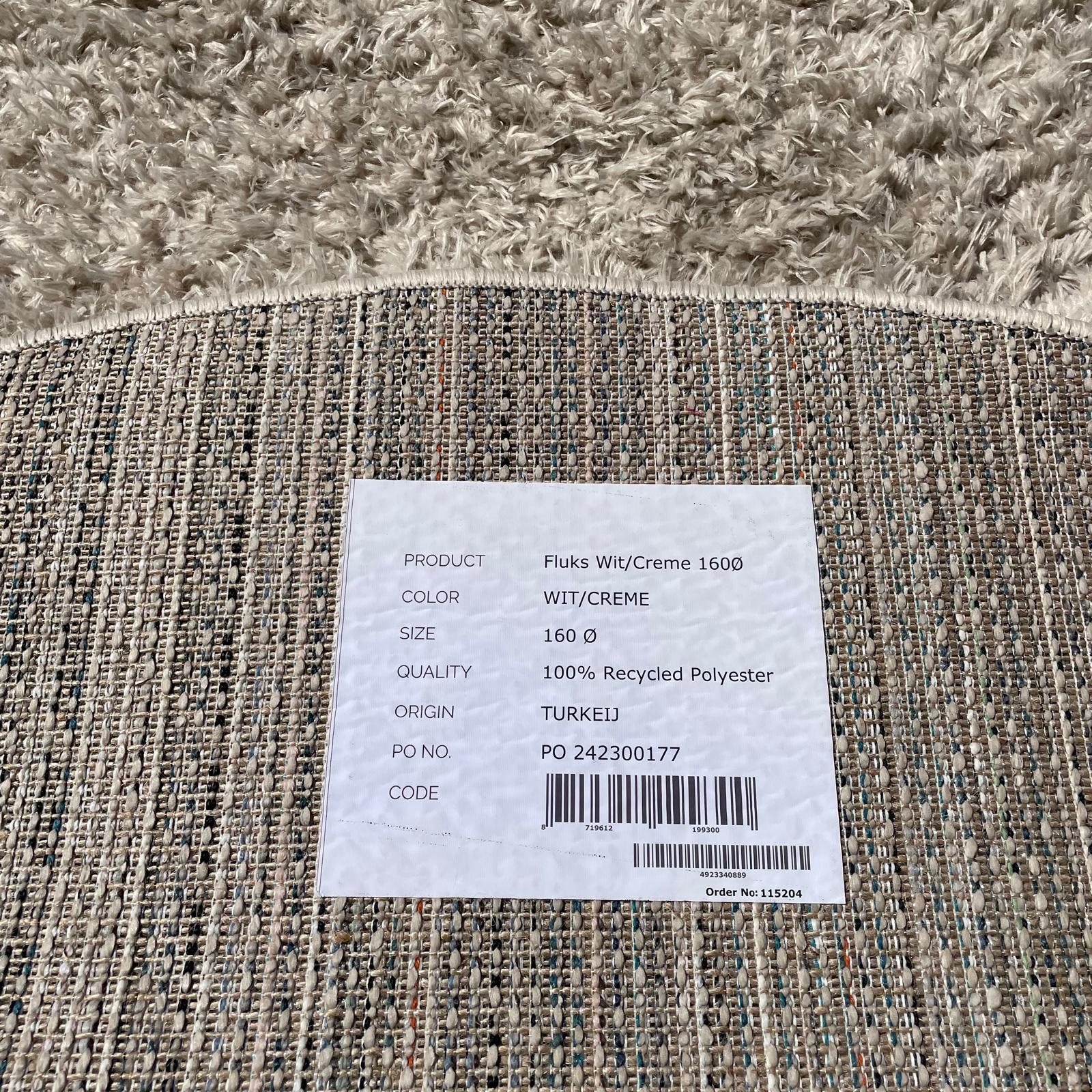 Brinker Carpets Floks Wit/Creme Rond Vloerkleed - 160x160cm - QF Living