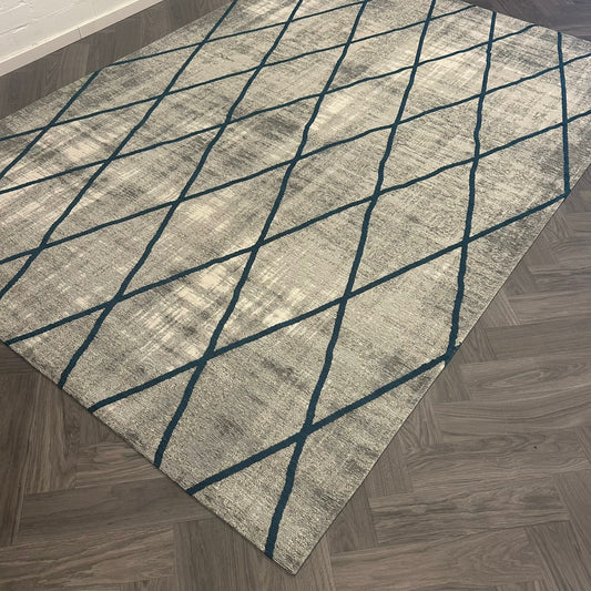 Brinker Cross Silver/Blue Vloerkleed - 200x300cm - QF Living