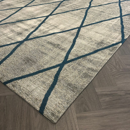 Brinker Cross Silver/Blue Vloerkleed - 240x340cm - QF Living