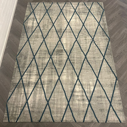 Brinker Cross Silver/Blue Vloerkleed - 240x340cm - QF Living