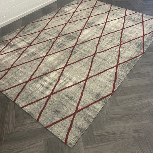 Brinker Cross Silver/Red Vloerkleed - 200x300cm - QF Living