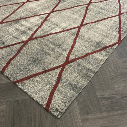 Brinker Cross Silver/Red Vloerkleed - 200x300cm - QF Living