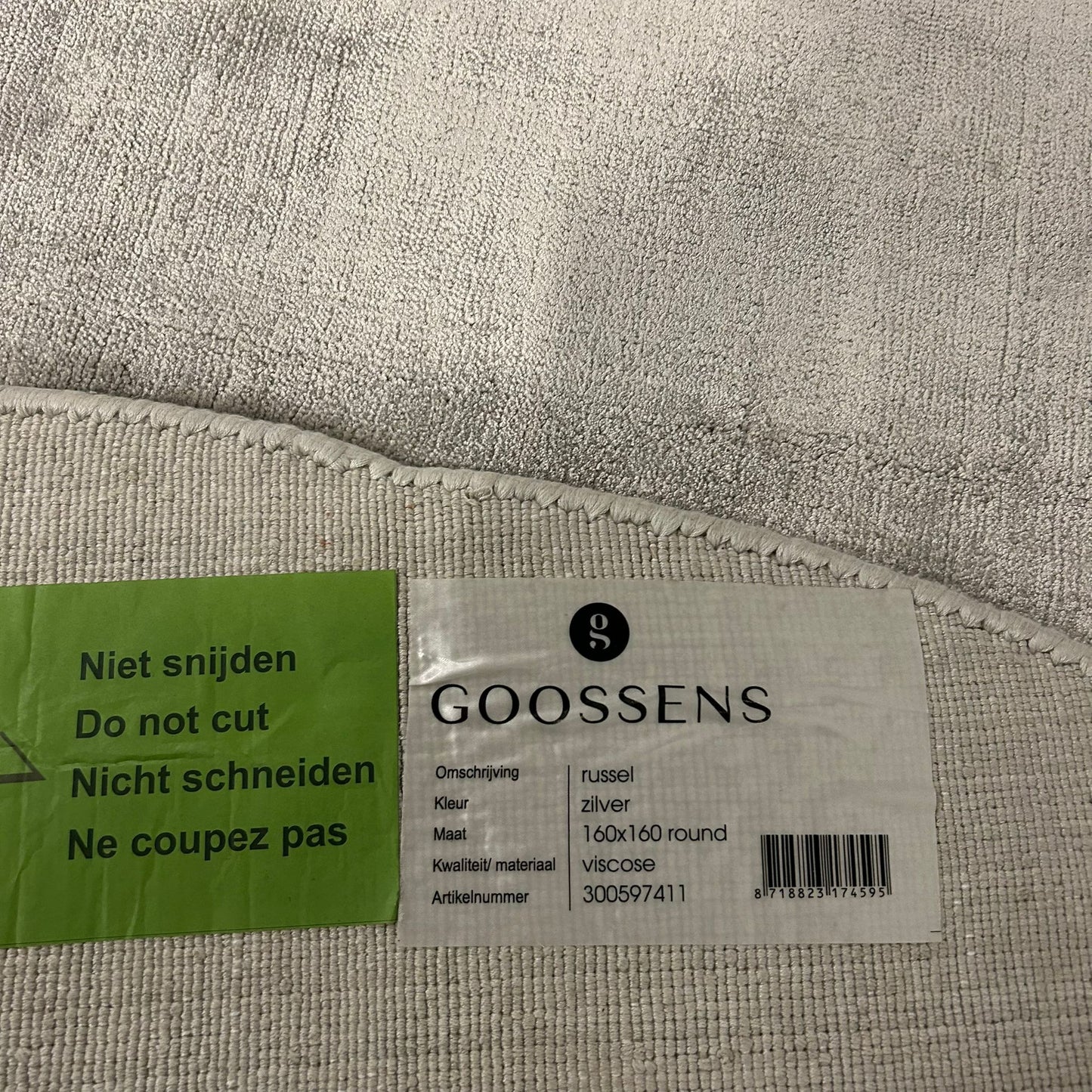 Brinker Goossens Russel Zilver Vloerkleed - 160x160cm - QF Living