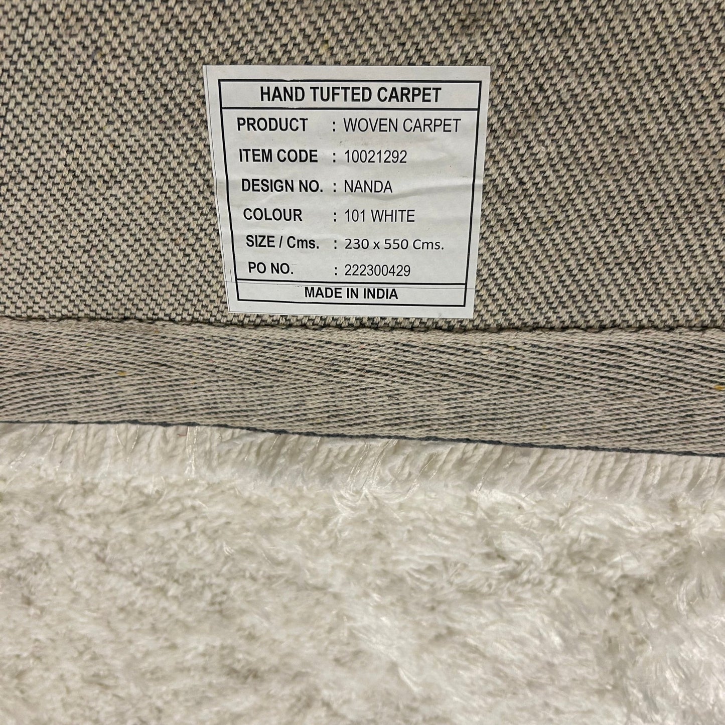 Brinker Nanda 101 White Vloerkleed - 230x550cm - QF Living