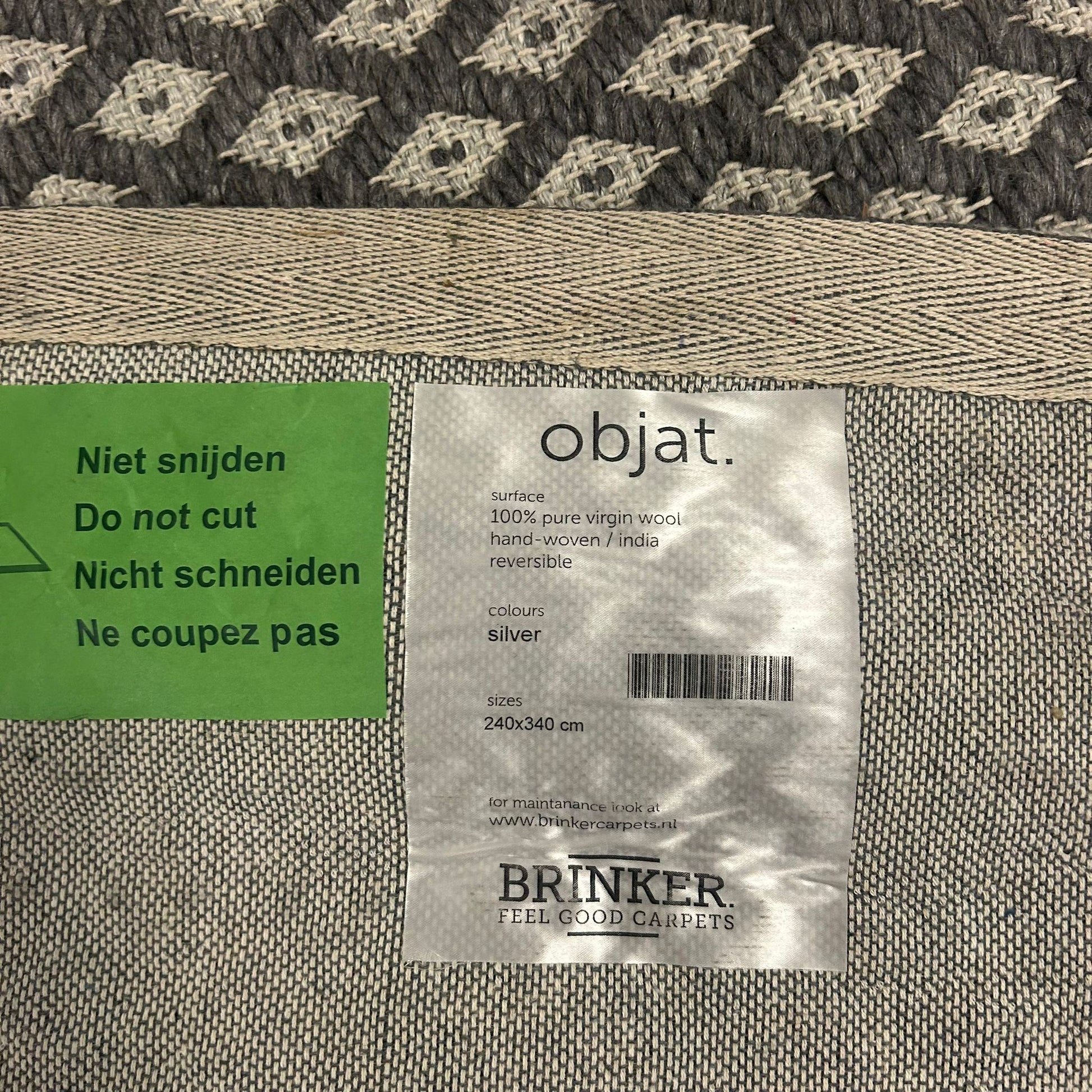 Brinker Objat Silver Vloerkleed - 240x340cm - QF Living