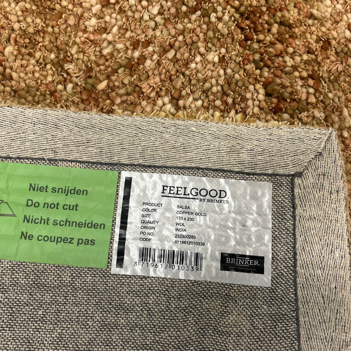 Brinker Salsa Copper Vloerkleed - 170x230cm - QF Living