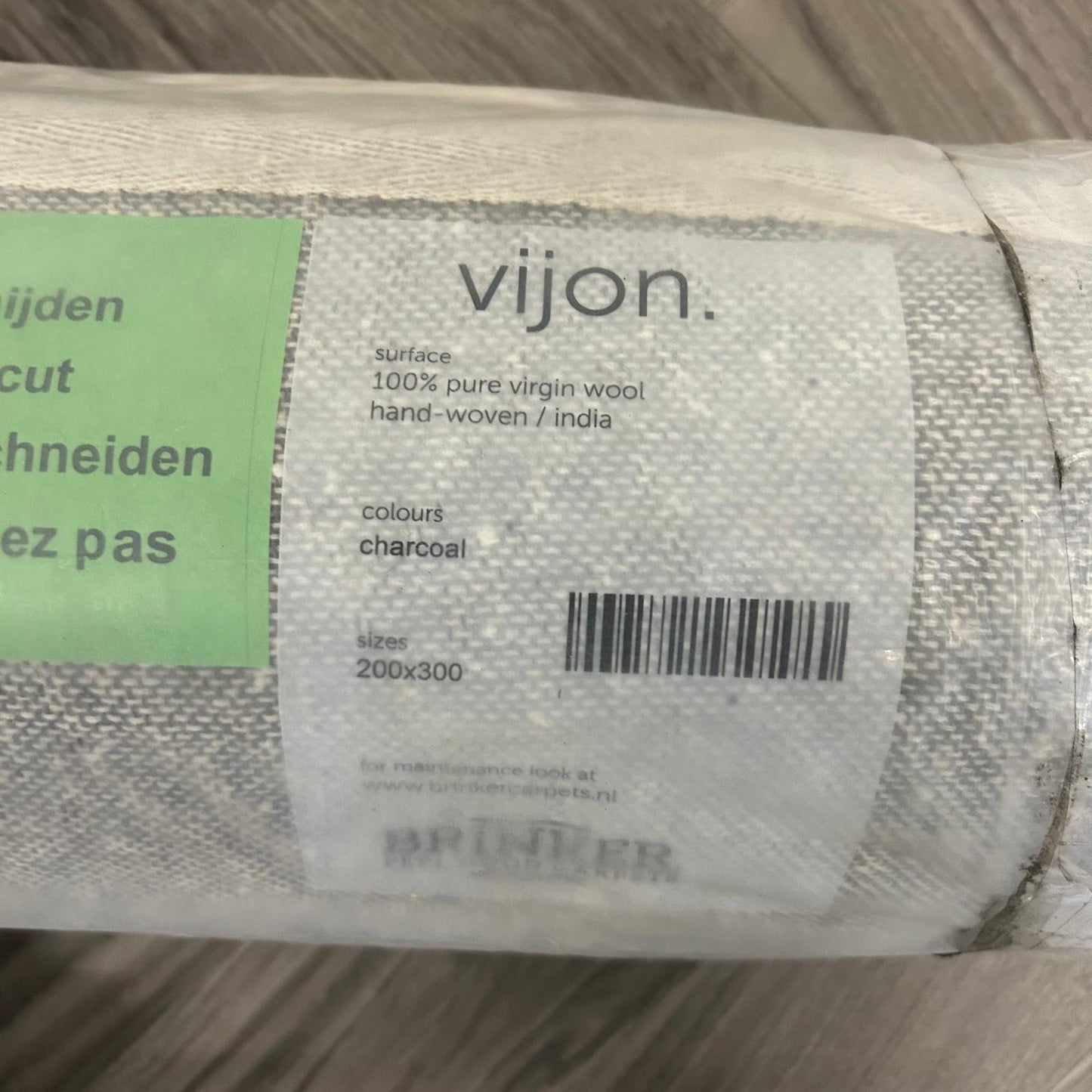 Brinker Vijon Charcoal Vloerkleed - 200x300cm - QF Living